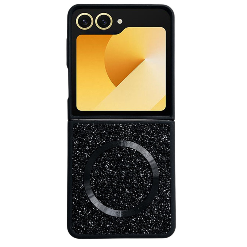 Samsung Galaxy Z Flip 8 Hülle mit Magnetverschluss und Glitzer-Design