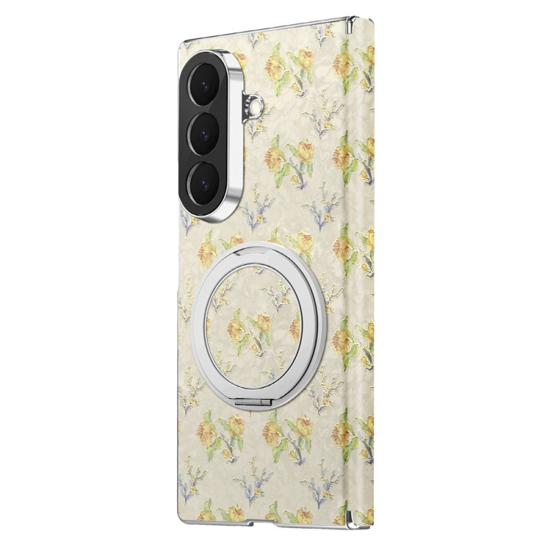 Samsung Galaxy Z Fold 8 Ultra-Hülle mit Blumenmuster und drehbarem Magnetständer