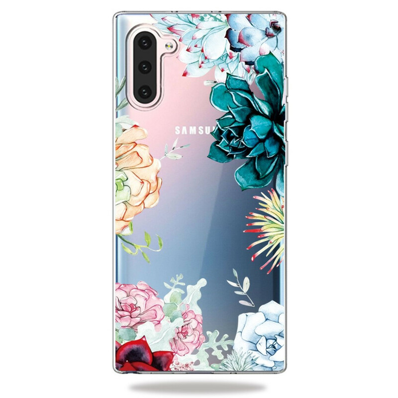 Samsung Galaxy Note 10 Hülle Transparent Aquarell Blumen