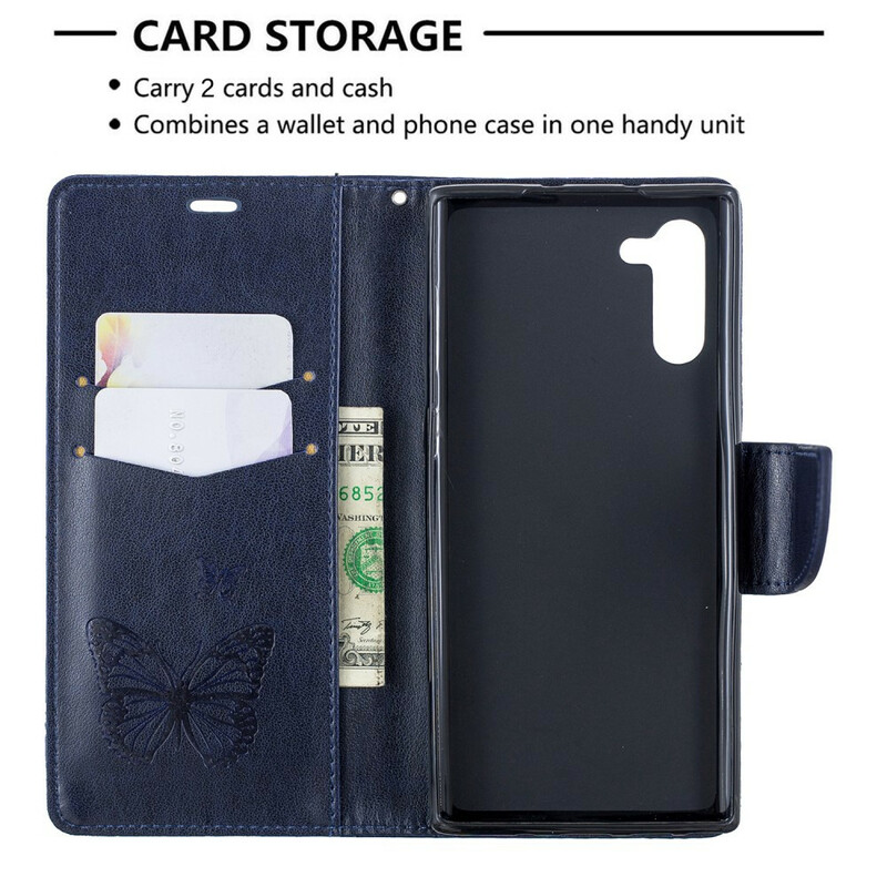 Samsung Galaxy Note 10 Schmetterlinge und Oblique Klappe Hülle