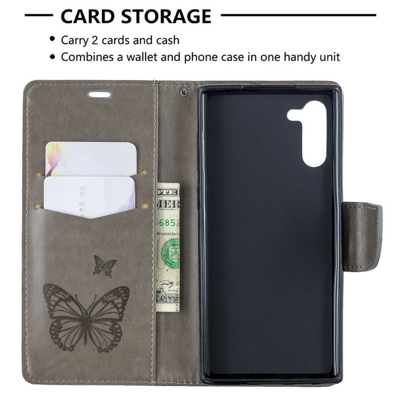 Samsung Galaxy Note 10 Schmetterlinge und Oblique Klappe Hülle