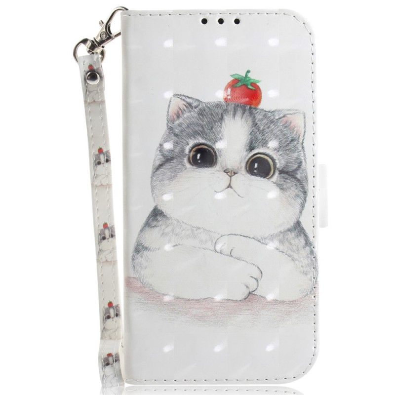 Xiaomi Redmi Note 17 Pro 5G Hülle mit Katze und Erdbeere und Trageriemen