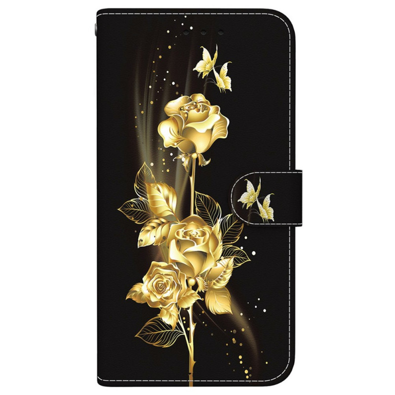 Hülle für das Samsung Galaxy S26 FE mit goldenen und rosa Schmetterlingen