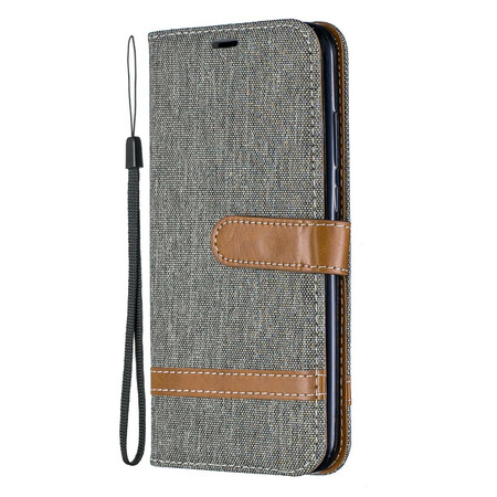 Huawei P Smart Plus 2019 Stoff und Lederoptik Tasche mit Riemen