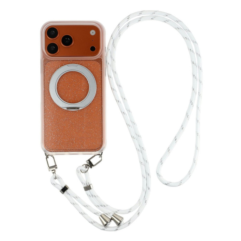 Coque à Cordon iPhone 18 Pro / 17 Pro Pailletée avec support 360°
