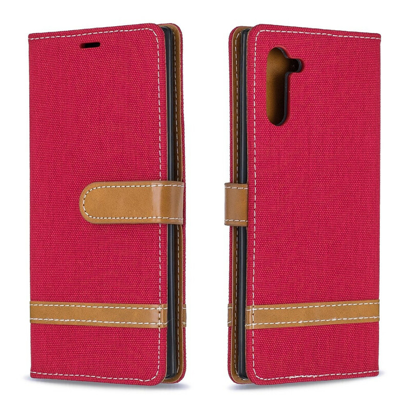 Samsung Galaxy Note 10 Stoff und Lederoptik Tasche mit Riemen