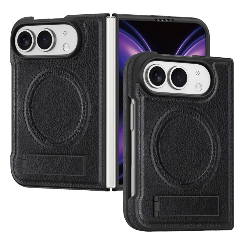 Magnetische iPhone-Hülle „Duo“ in Lederoptik mit Metallhalterung