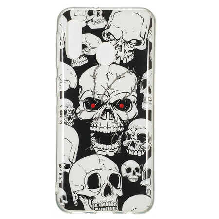 Samsung Galaxy A20e Cover Achtung Totenköpfe Fluoreszierend
