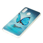 Samsung Galaxy A20e Schmetterling Cover Blau Fluoreszierend