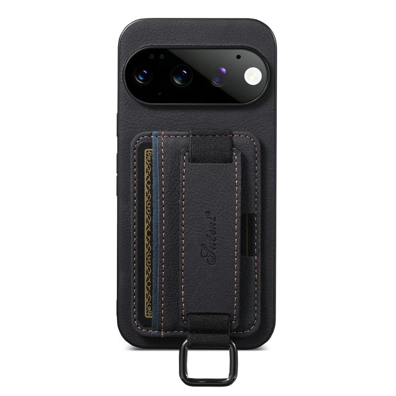 Coque Google Pixel 11 Pro XL Porte-Cartes Grain Litchi avec Support