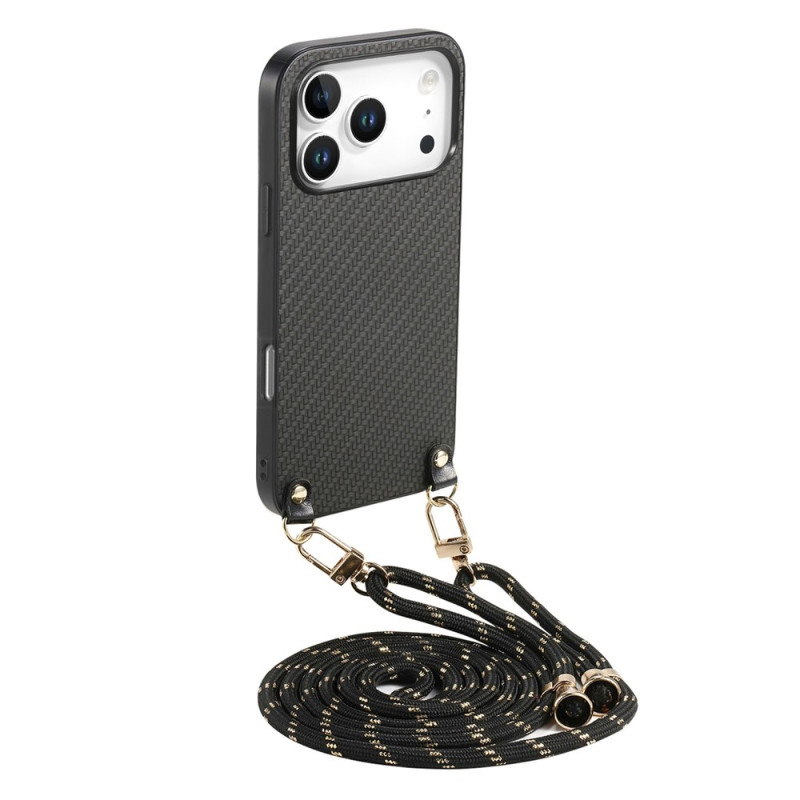 iPhone 18 Pro / 17 Pro Hülle mit Kordel in Carbon-Optik