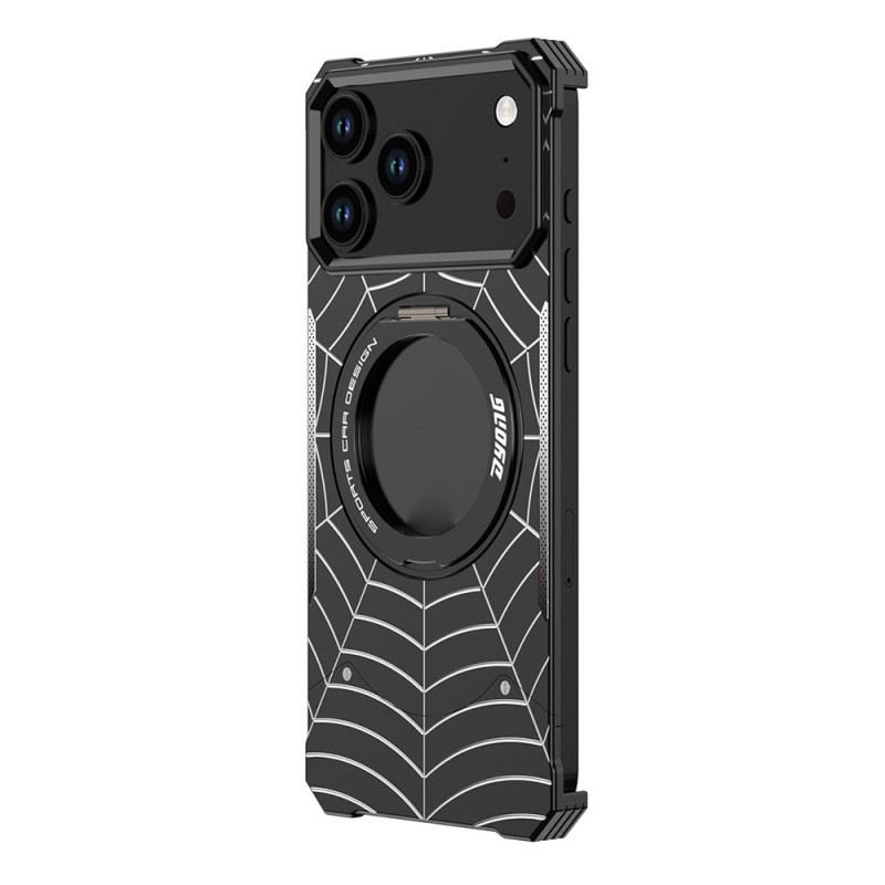 Magnetische iPhone 18 Pro / 17 Pro-Hülle „Spider Web“ mit drehbarem Ring