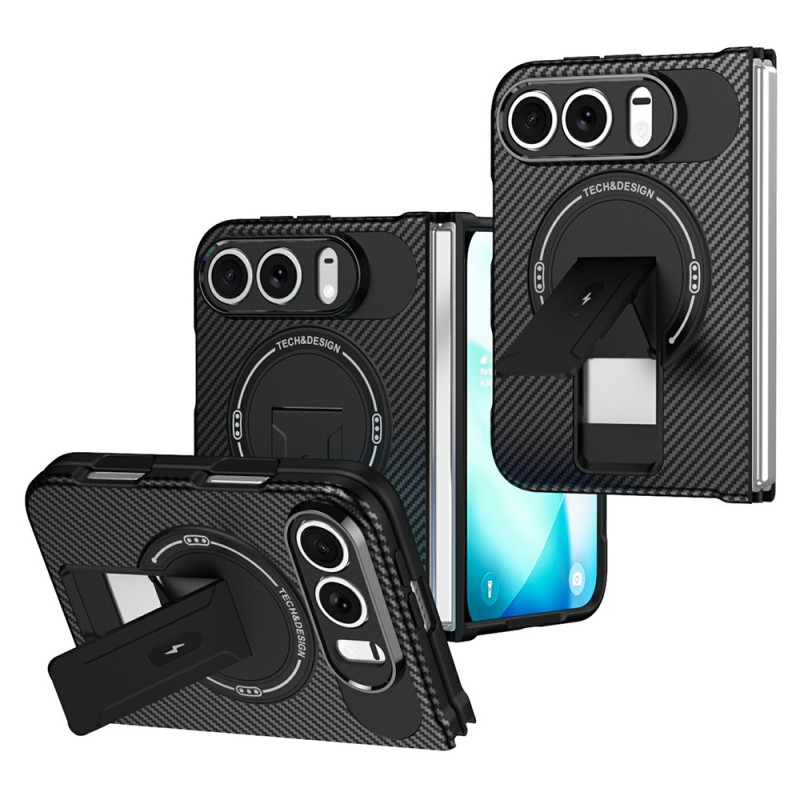 Magnetische iPhone-Hülle „Duo“ in Carbon-Optik mit Halterung