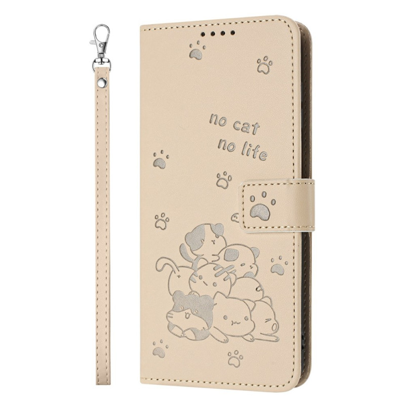 Poco C95 Pro-Hülle „No Cat No Life“ mit Trageriemen