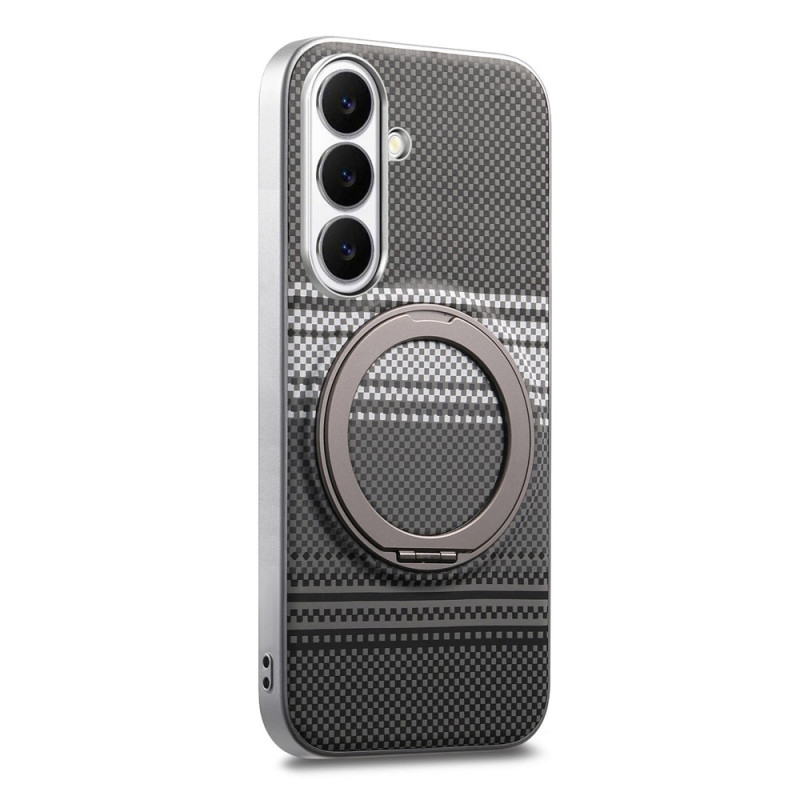 Samsung Galaxy A18 4G / A17 4G / 5G-Hülle mit Magnetverschluss, Carbon-Optik und drehbarem Ring