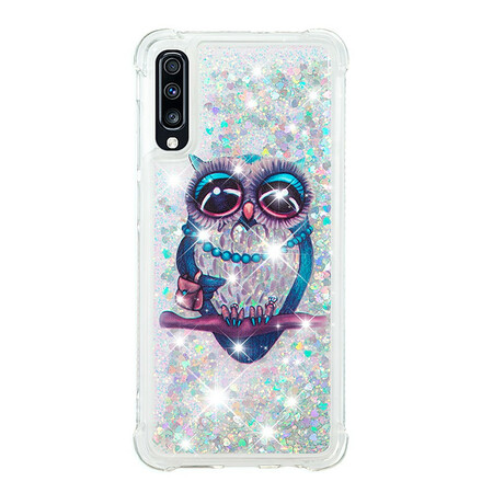 Samsung Galaxy A70 Miss Eule Glitzer Cover