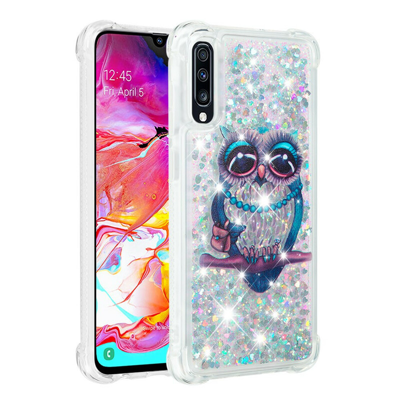 Samsung Galaxy A70 Miss Eule Glitzer Cover Samsung Galaxy A70 Miss Eule Glitzer Cover