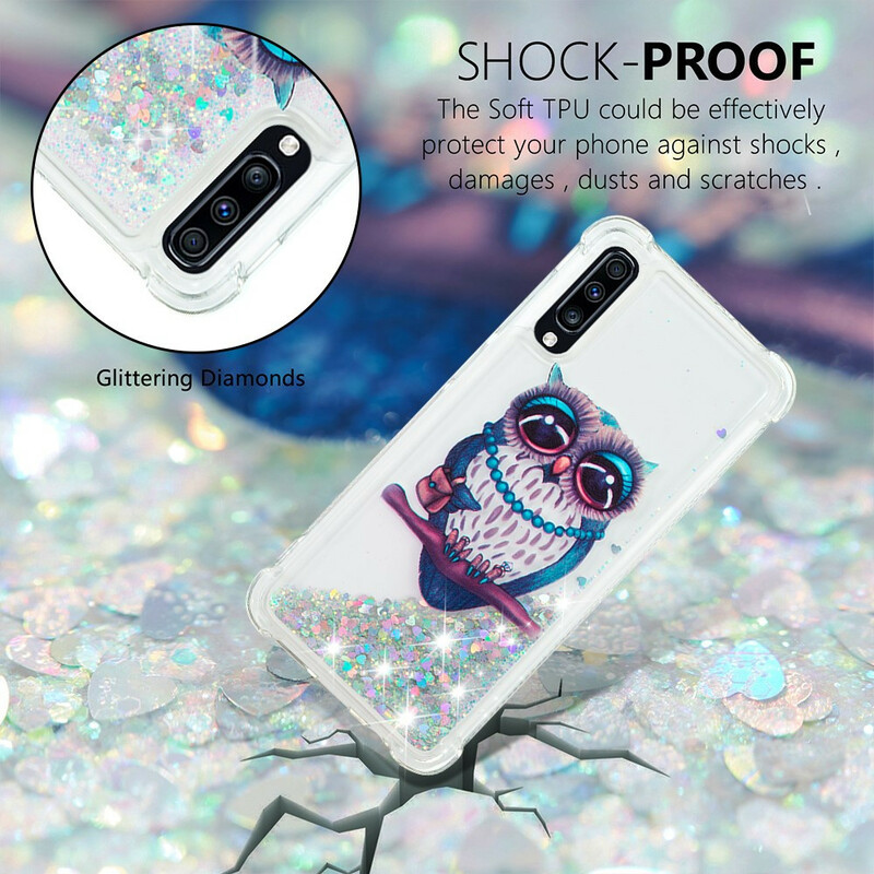 Samsung Galaxy A70 Miss Eule Glitzer Cover Samsung Galaxy A70 Miss Eule Glitzer Cover