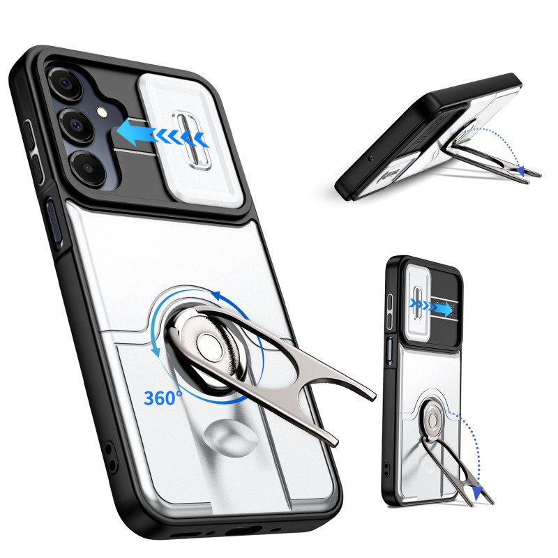 Samsung Galaxy S26 FE / S25 FE Hülle mit Kameraabdeckung und drehbarer Halterung