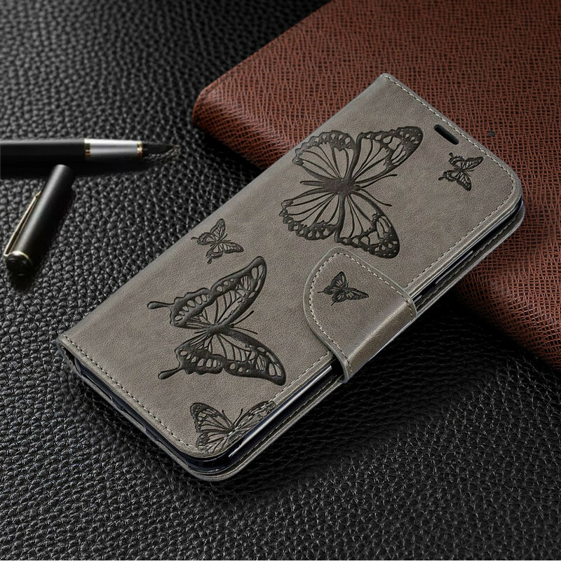 Huawei Y6 2019 Schmetterlinge und Oblique Klappe Hülle