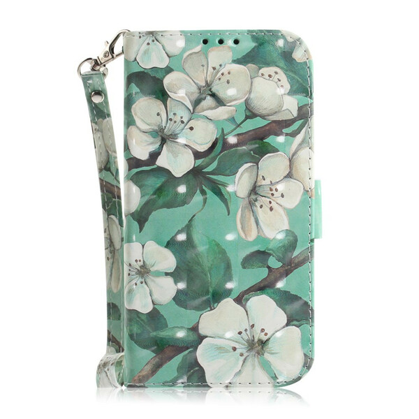 Xiaomi Mi A3 Tasche Blumenzweig mit Riemen