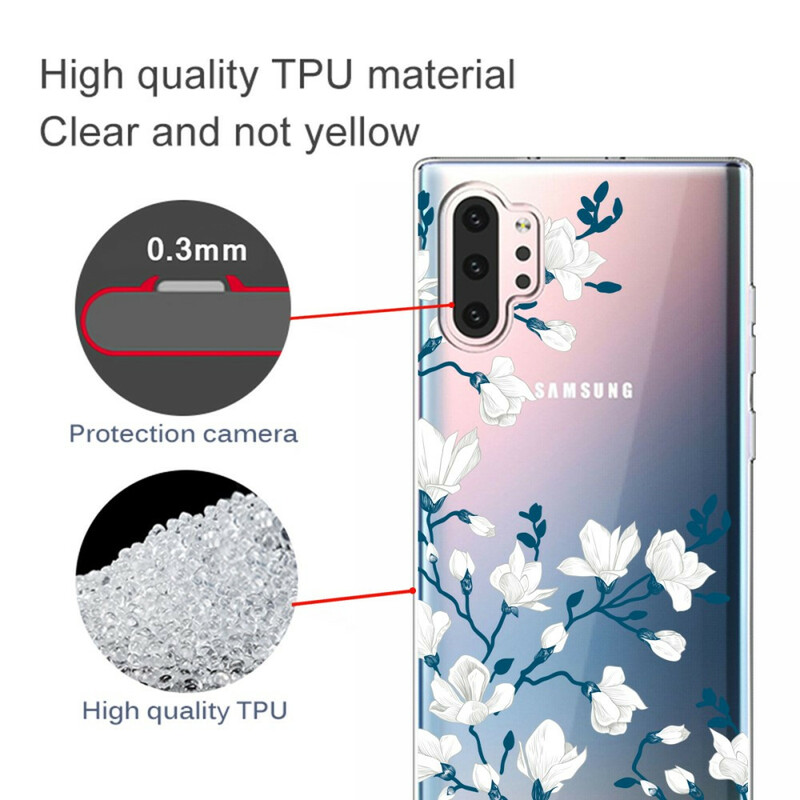 Samsung Galaxy Note 10 Plus Cover Weiße Blumen
