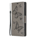 Samsung Galaxy Note 10 Plus Tasche Wunderschöne Schmetterlinge mit Riemen