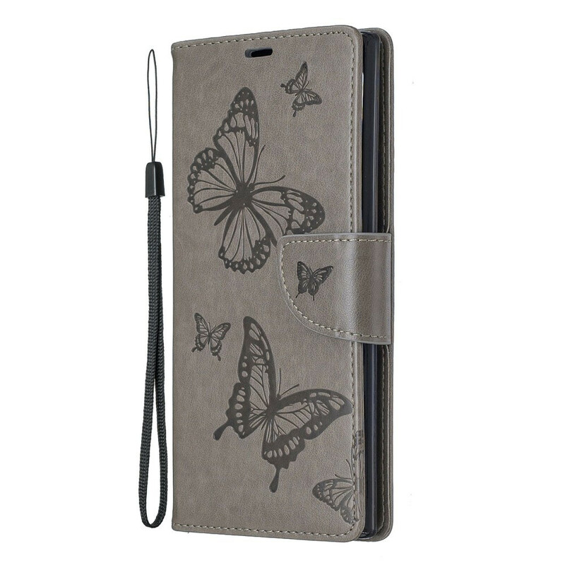 Samsung Galaxy Note 10 Plus Tasche Wunderschöne Schmetterlinge mit Riemen