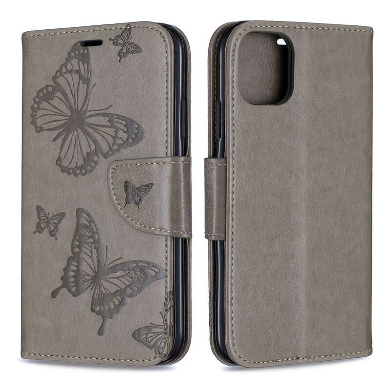 iPhone 11R Hülle Bedruckte Schmetterlinge mit Trageriemen