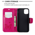 iPhone 11R Hülle Bedruckte Schmetterlinge mit Trageriemen