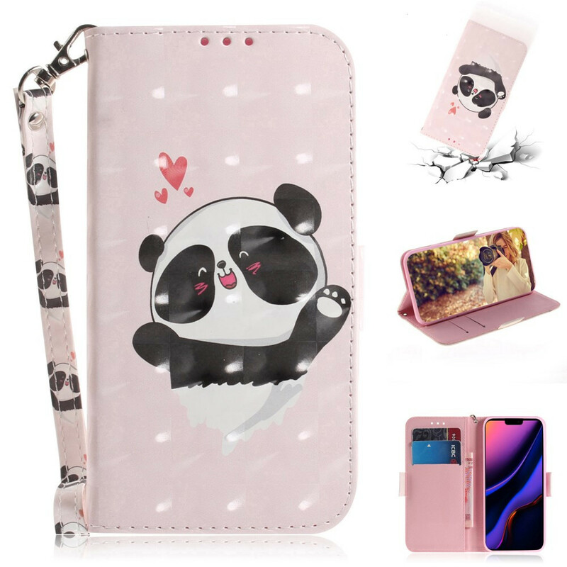 iPhone 11R Panda Love Hülle mit Trageriemen