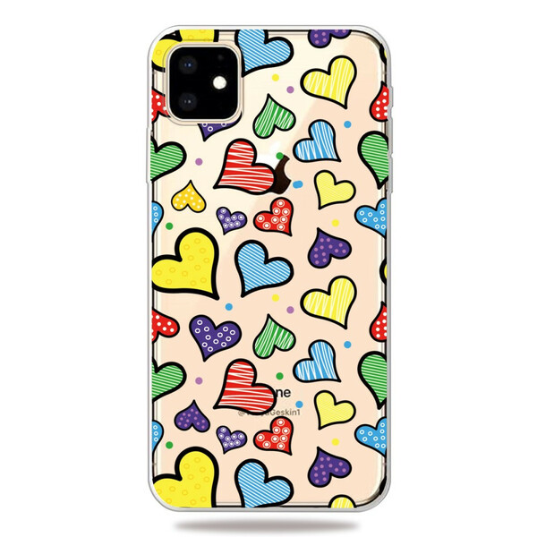 iPhone Cover 11 Herzen Multicolors