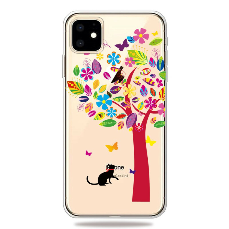 iPhone Cover 11 Katze unter dem Baum Farbig