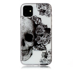 Transparente iPhone 11 Hülle Blumiger Totenkopf