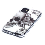 Transparente iPhone 11 Hülle Blumiger Totenkopf