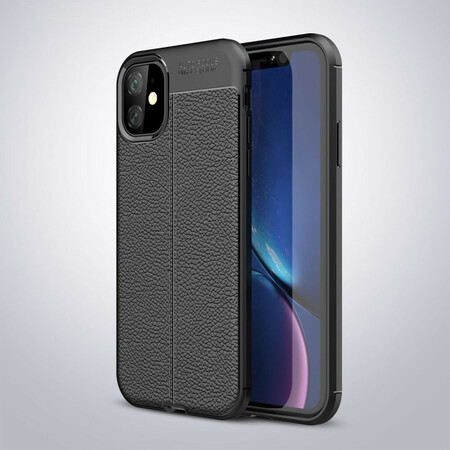 iPhone 11 Cover mit Litschi-Leder-Effekt Double Line