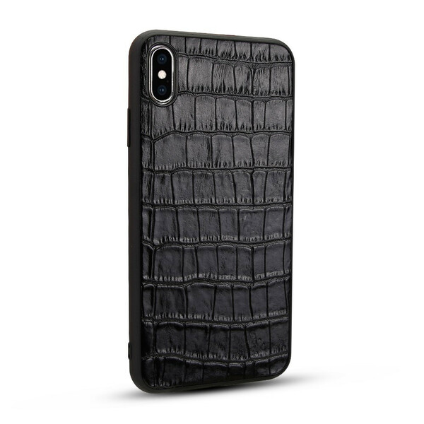 iPhone X / XS Hülle aus echtem Leder mit Krokodil-Muster