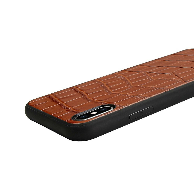 iPhone X Hülle aus echtem Leder mit Krokodil-Muster