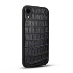 iPhone XR Hülle aus echtem Leder mit Krokodil-Muster