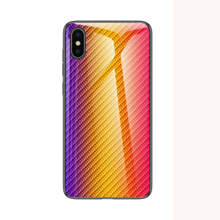 iPhone X Cover Gehärtetes Glas Kohlefaser