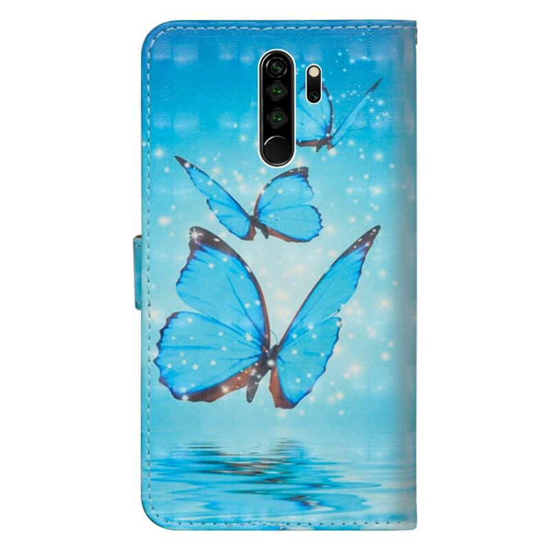 Xiaomi Redmi Note 8 Pro Hülle Blaue Schmetterlinge Volants