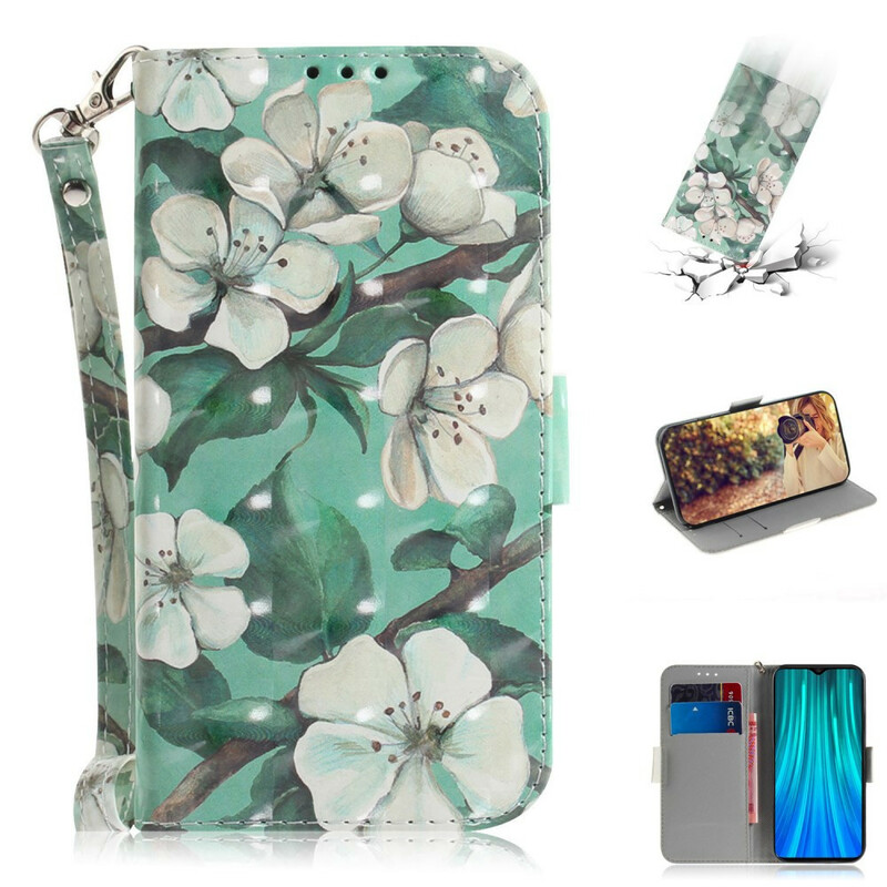 Xiaomi Redmi Note 8 Pro Tasche Blumenzweig mit Riemen