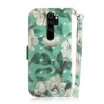 Xiaomi Redmi Note 8 Pro Tasche Blumenzweig mit Riemen