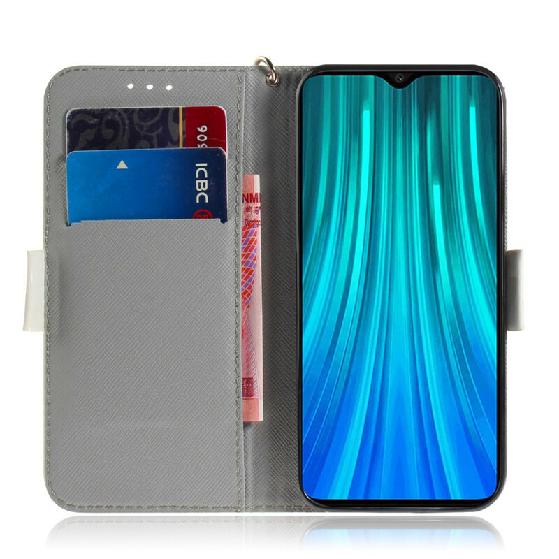 Xiaomi Redmi Note 8 Pro Tasche Blumenzweig mit Riemen