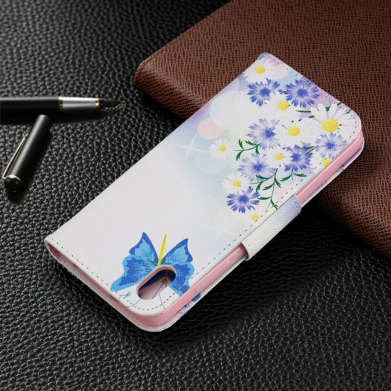 Xiaomi Redmi 7A Hülle Gemalte Schmetterlinge und Blumen