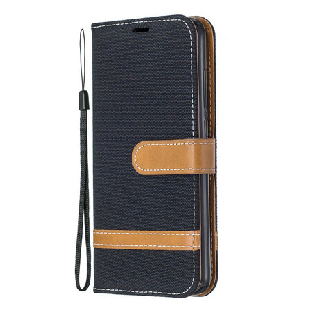 Xiaomi Redmi 7A Stoff und Lederoptik Tasche mit Riemen