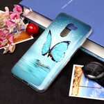 Xiaomi Pocophone F1 Schmetterling Cover Blau Fluoreszierend