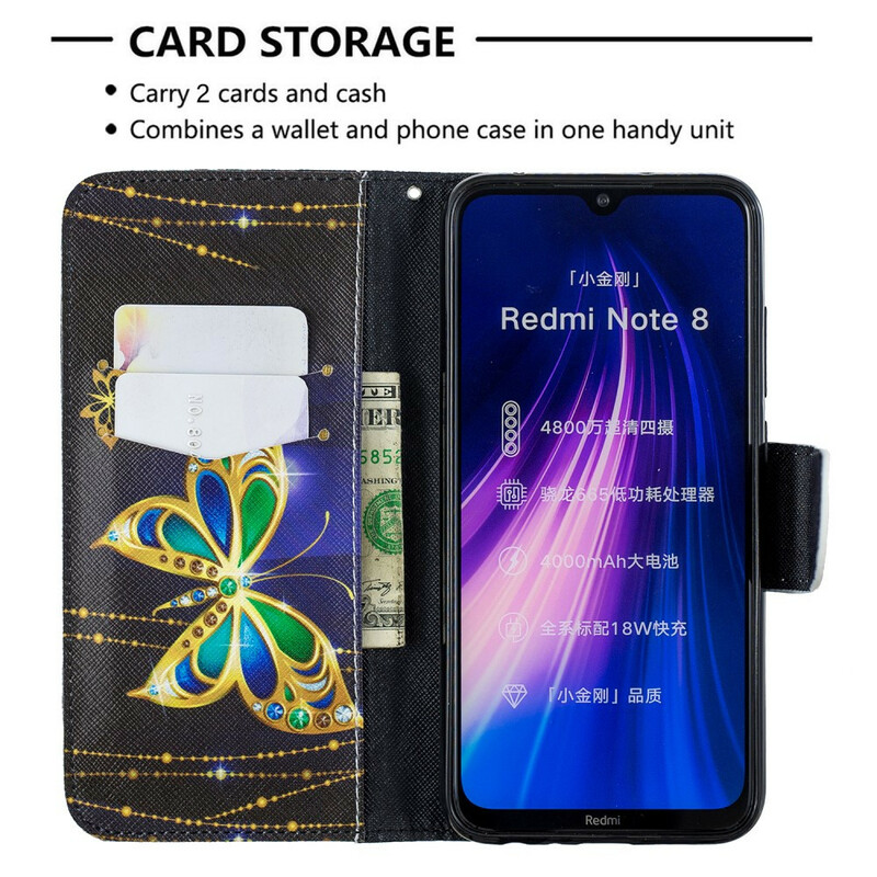 Xiaomi Redmi Note 8 Tasche Magischer Schmetterling