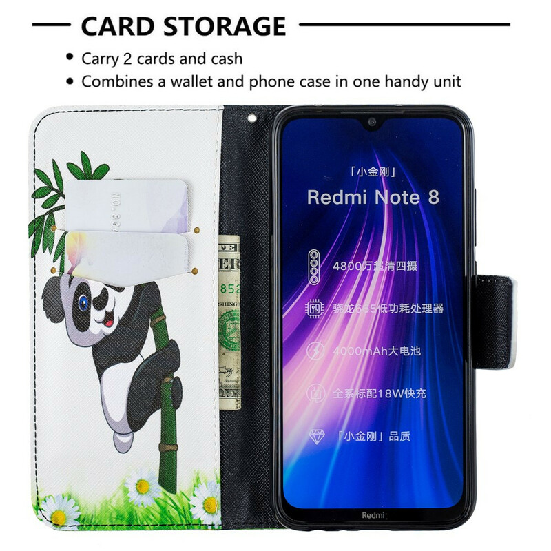 Xiaomi Redmi Note 8 Hülle Panda auf Bambus