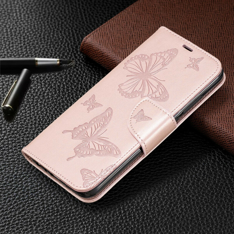 Xiaomi Redmi Note 8 Tasche Bedruckte Schmetterlinge mit Riemen